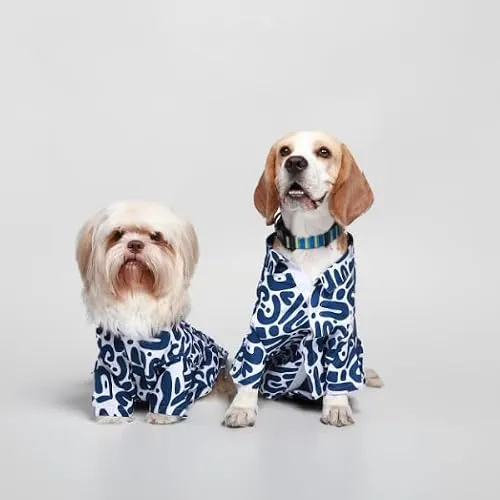 Ezra Polyester Blend Dog Shirt – Abstract Blue, Small | Lightweight & Breathable Outfit for Dogs | Stylish & Comfortable Pet Clothing and Outings