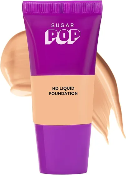 SUGAR POP HD Liquid Foundation Tube with SPF 30 | Lasts upto 16hrs | Full Coverage | Water-Resistant | Matte Finish | 18ml - 09 Peanut