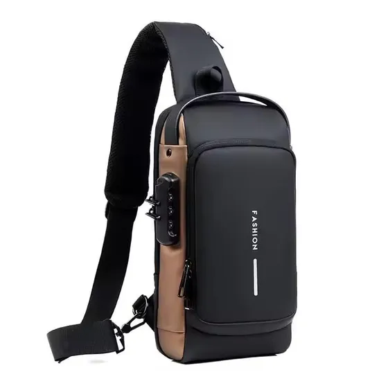 Yatee Men’s Sling Bag with USB Charging Port, Anti-Theft Crossbody Chest Bag, Waterproof Shoulder Backpack for Travel, Office, College & Daily Use