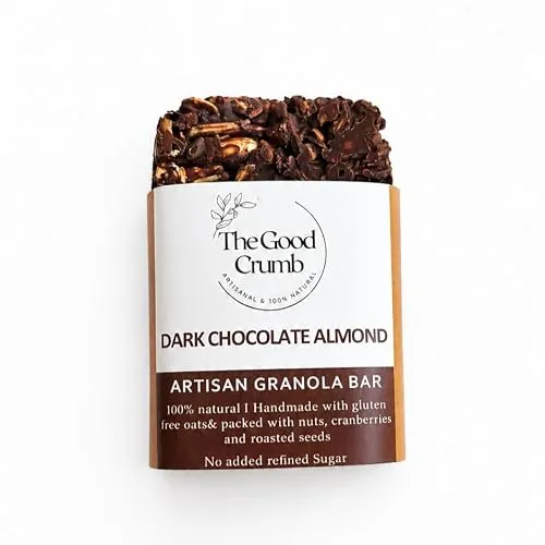 The Good Crumb Dark Chocolate Protein Granola Bars | Box of 6 bars I Made with Real Dark Chocolate, Oats, Almonds, Seeds, Nuts & Cranberries I No Refined Sugar | Gluten-free I Each bar weighs approx 40g I handcrafted in small batches