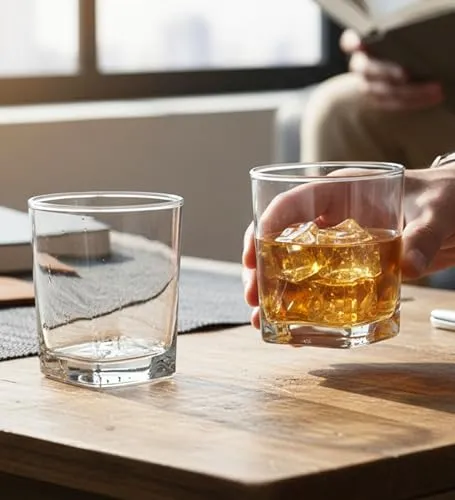 Yera Prima Oak Whisky/Scotch/Water Glasses- 295 ml Each -Set of 4 pcs Tumblers Lead-Free Whiskey Glasses for Scotch Bourbon Cognac Brandy Cocktail Whiskey