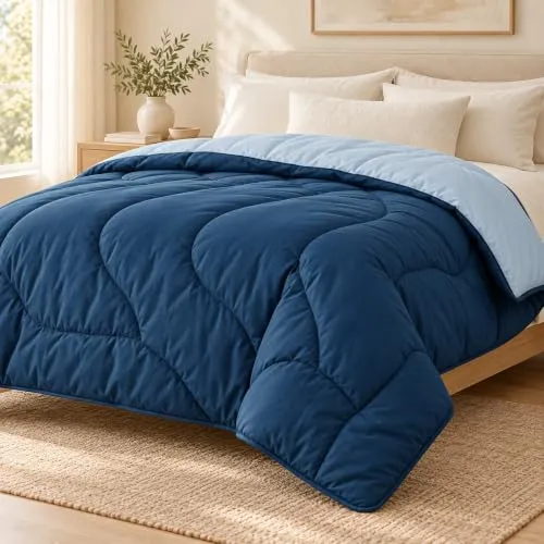 BSB HOME Microfibre All Season/AC/Summer Solid Reversible Double Bed Comforter Blanket | Blanket | Dohar | Duvets - (220 GSM, Aqua and Blue)