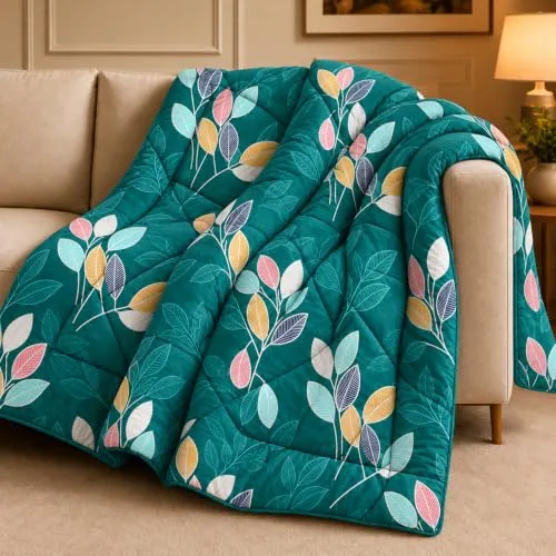 BSB HOME 220 GSM Reversible Microfiber AC Comforter/Blanket/Quilt/Duvets for Winter Single Size Bed (240X152 cm, Green & Blue)| TC - 180