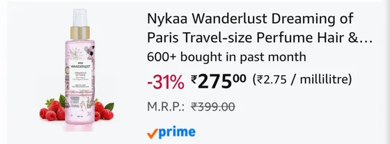 Nykaa Wanderlust Dreaming of Paris Perfume Hair & Body Mist