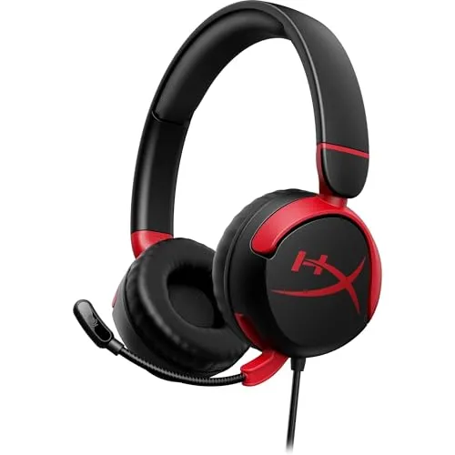 HyperX Cloud Mini – Wired Headset Compatible with PC, Chromebook, Nintendo Switch,PlayStation Controllers,Xbox Controllers,Phones,Laptops,Tablets,Tuck-Away Boom Mic,3.5mm Jack,Black