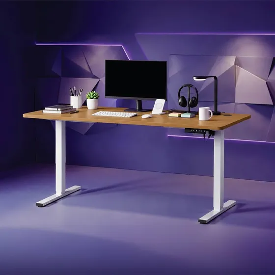 Wakefit Study Table | 5 Yr Warranty | Standing desk, Computer Table for Home Pc, Electric Height adjustable, Digital Display & 4 Memory Presets, Free Installation, Modern Ergonomic Wobble-Free- L160Cm