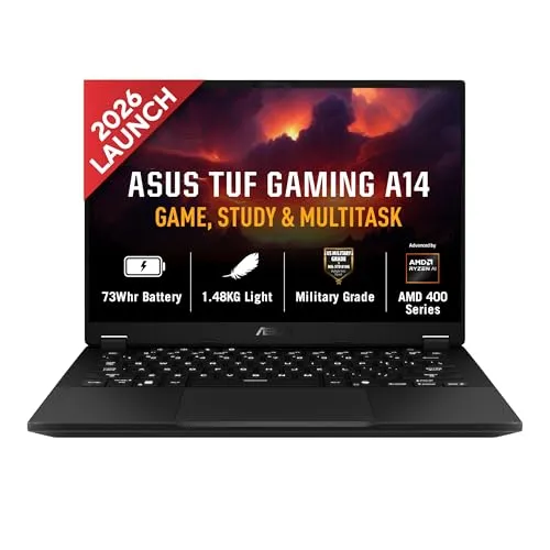 ASUS TUF A14 (2026),AMD Ryzen AI 9 465,RTX 5060-8GB,16GB RAM,512GB SSD,FHD+,14"(35.5 cm),165Hz,Windows 11 Home,M365 Basic(1Y),Office 2024,Jaeger Gray,1.4 Kg,FA401GM-RG038WS,Gaming 