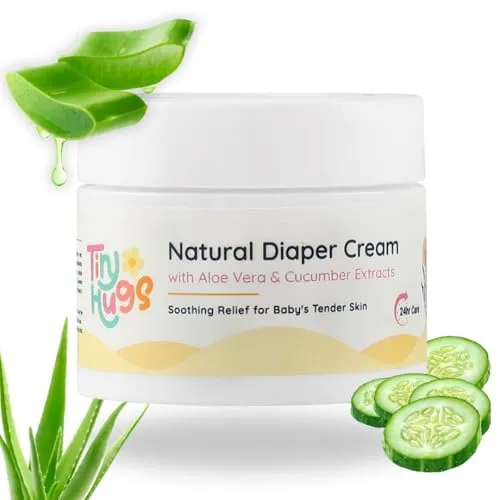 TinyHugs Diaper Rash Cream for Babies with Natural Aloe Vera & Cucumber Extracts | Soothing Relief for Tender Skin | 50g