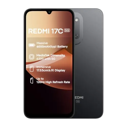 Redmi 17C 5G (4GB + 128GB) Dark Night | mAhssive 6000mAh Battery