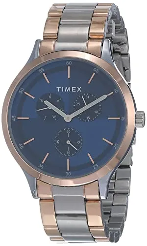 TIMEX Analog Watch for man with Blue Round Dial & Multicolor Stainless Steel Bracelet Band Water Resistant Men's Wrist Watches - TWHG03SMU15
