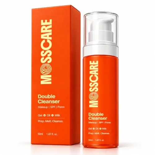 Mosscare Double Cleanser | Makeup & SPF Remover Facewash | Hydrated Skin | for Hydrated Glass Skin Face Wash for Deep Cleansing Dirt • Oil • Impurities with Ceramides + Squalane | 50 ml