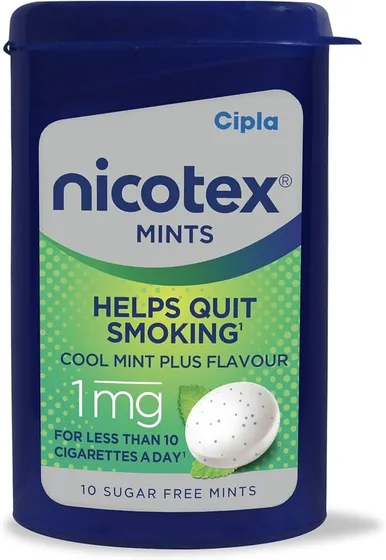 Cipla Nicotex Mints | Nicotine 1mg Lozenges (30 Pcs)| Helps Quit Smoking | Sugar Free | Cool Mint Plus Flavour (10 * 3 Pcs)