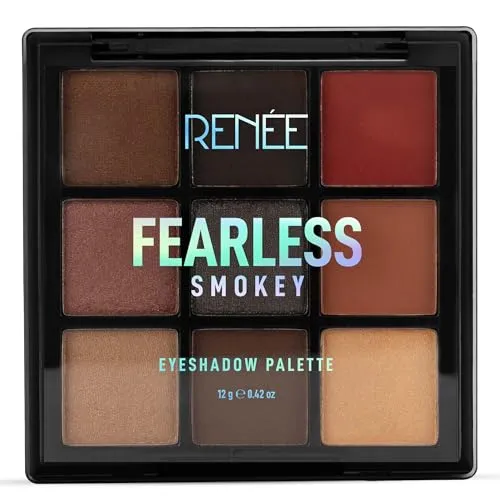 RENEE Fearless Eyeshadow Palettes - Smokey, Highly Pigmented, Shimmery & Matte Vibrant Shades, Silky Texture, Long Lasting, Non-Creasing, Easy-To-Blend & Build Up for Eye-Catching Glamorous Look 12 Gm