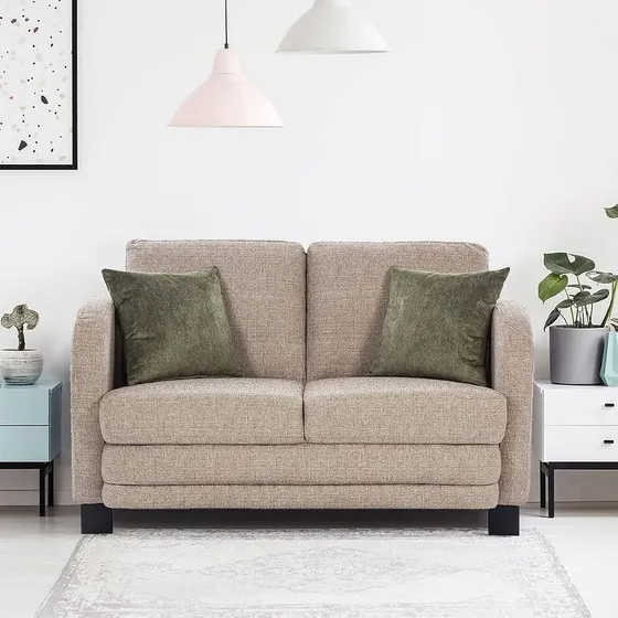 HomeTown Grace Fabric Two Seater Sofa in Grey Colour