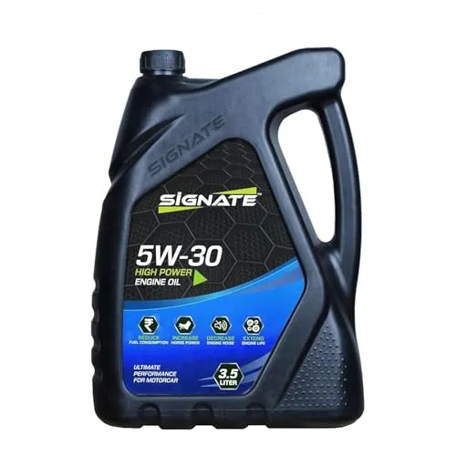 Signate 5W30 Synthetic Engine Oil for Petrol, CNG, and Diesel Cars, 3.5L, Anti-Wear Car Oil for Reduced Maintenance Cost