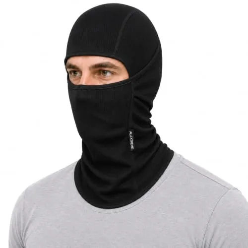 Allextreme Dryfit Full Face Mask with Enhanced UV Sun Wind & Dust Protection for Riding, Skiing, Cycling & Hiking | 9-in-1 Balaclava Helmet Liner Anti-Pollution Bandana for Men & Women Riders (Black)