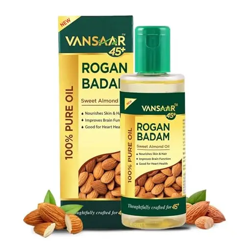 Vansaar 45+ Rogan Badam Oil -100ml | 100% Pure & Natural | Vitamin E enriched Sweet Almond Oil for Healthy Skin, Hair & Body