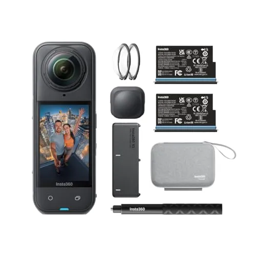 Insta360 X5 Essentials Bundle - Waterproof 8K 360° Action Camera, Leading Low Light, Invisible Selfie Stick Effect, Rugged and Replaceable Lens, 3-Hour Battery, Built-in Wind Guard, Stabilization