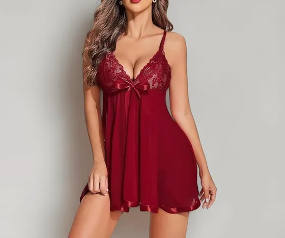 Lightweight Soft Net Babydoll Lingerie Set - Just 99