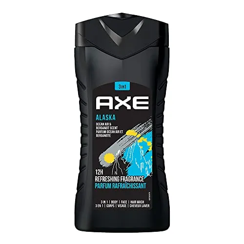 Axe Alaska 3 In 1 Body, Face & Hair Wash for Men, Long-Lasting Refreshing Ocean Air & Bergamot Fragrance for Up To 12hrs, Natural Origin Ingredients, Removes Odor & Bacteria, No Parabens, Dermatologically Tested, 250ml