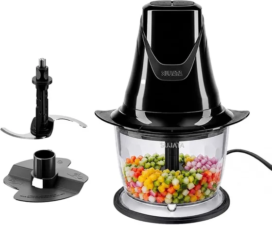 Sujata Chopcraft Electric Chopper 900ml, Vegetable Chopper for Kitchen | Dual Speed | 3200 RPM High Speed Motor | Stainless Steel Blades | Chop, Mince, Whip & Blend | Black