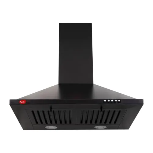 Pigeon 60 cm 1250 m3/hr Pyramid Kitchen Chimney with Elegant Look, Baffle Filter, Push Button, Efficient Dual LED Lamps (Black)