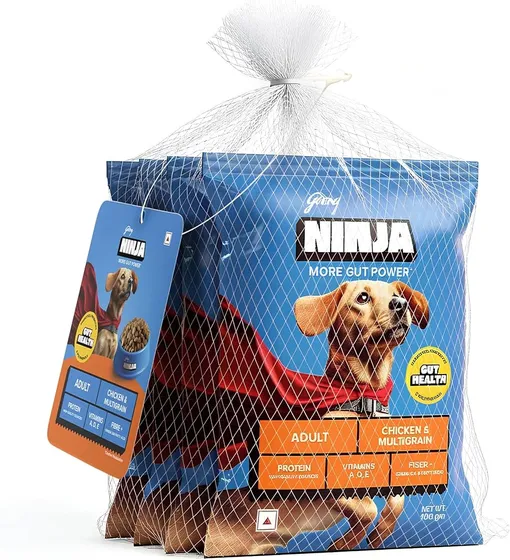 Godrej Ninja Adult Dry Dog Food, Chicken & Multigrain 400g (4x100g Pack)