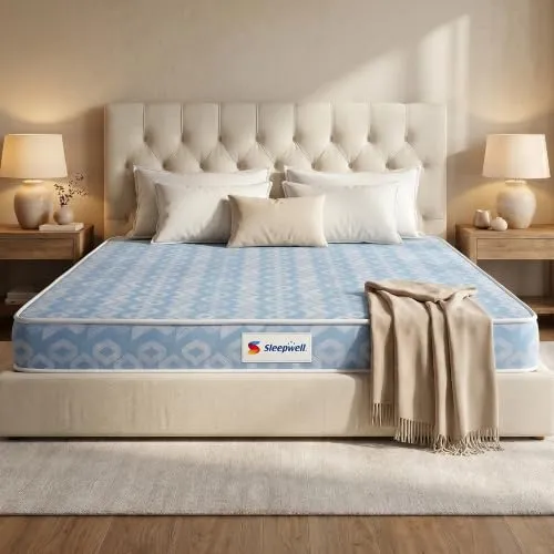 Sleepwell Dual Mattress | King Size 72x72x6 Inch | One Side Soft One Side Firm | Orthopedic Support | Resitec Foam with VPF | Knitted Fabric | Neem Fresche Anti-Microbial | 10 Yr Warranty