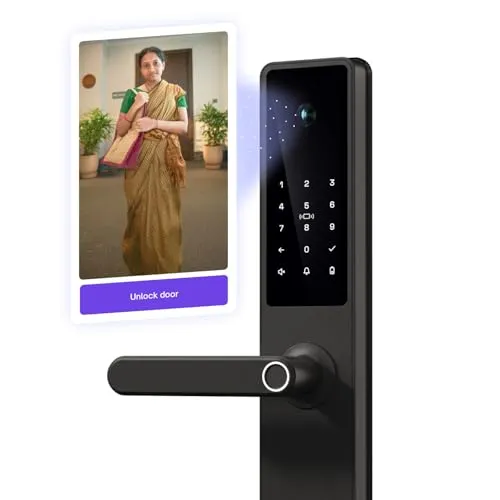 Native Lock Pro by Urban Company | Smart Door Lock with in-Built HD Camera & Home Doorbell Connect | 7-Way Unlock | See & Unlock from Anywhere | 3-Year Unconditional Warranty | Free Installation