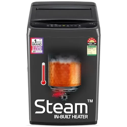LG 9 Kg, 5 Star, Smart Inverter Technology, In-built heater with Steam, Fully Automatic Top Load Washing Machine