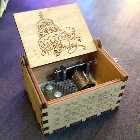 Zesta Wooden Music Box | Vintage Hand Crank Music Box Gift 6.4x5.2x4.2cm