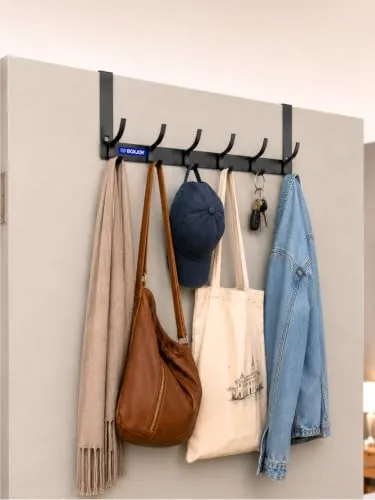 BOXJOY 12 Hook Over The Door Hanger | Wall Hanging Metal Hook Cloth Hangers