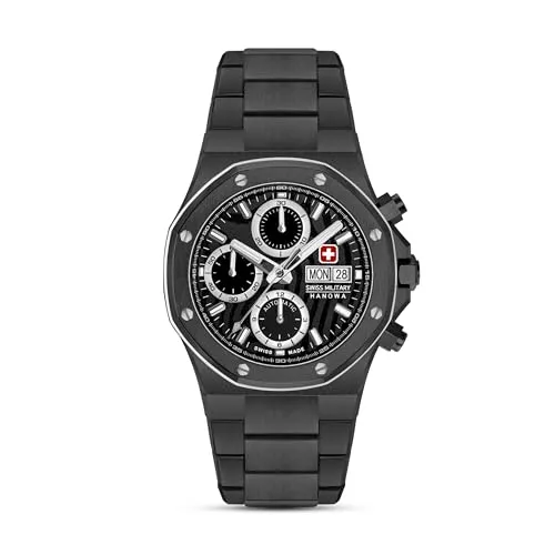 Swiss Military Hanowa Damask Legends Iron Black Round Dial Swiss Made Automatic Watch for Men | SMWGL0007030