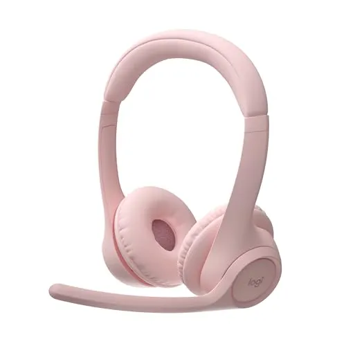Logitech Zone 300 Wireless Bluetooth Headset with Noise-Cancelling Microphone, Compatible with Windows, Mac, Chrome, Linux, iOS, iPadOS, Android – Rose
