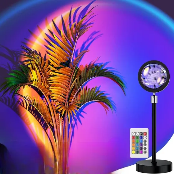 Desidiya® 16-Color LED Night Light Sunset Lamp with Remote & USB – 360° Rotating Projection Light for Room Ambience, Wall Decor, Photography & Mood Lighting