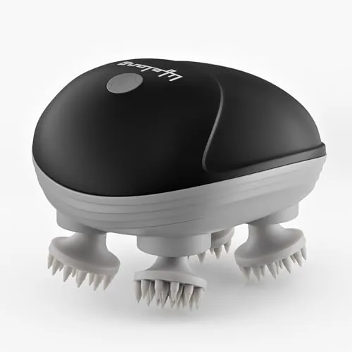 Lifelong Rechargeable Electric Head & Scalp Kneading Massager, 4 Speed Modes, Handheld Portable Head Massager for Hair Growth, Deep Clean and Stress Relieving, (LLM603, Black)