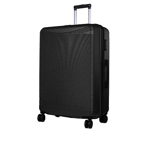 Verage V-Lite Firestone 28"/78cms Black Check-in Hardsided Trolley Bags for Travel, Large Suitcase with Spinner Wheels, Anti-Theft Zippers Luggage
