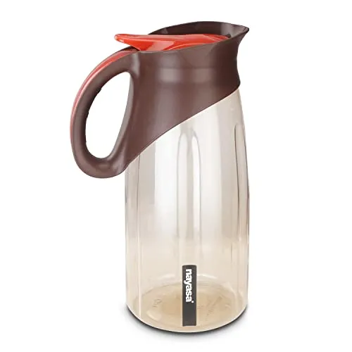 Nayasa Aviator 1650 ml BPA Free Leak Proof | Freezer Safe | Convienient Handle | Press & Pour Lid | Indoor and Outdoor Use | Serving for Gatherings | Plastic Water Jug - Brown