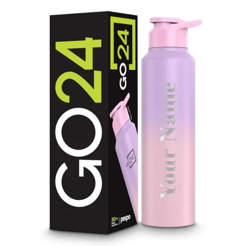 Go24 pexpo Stainless Steel Water Bottle 1 ltr, Fridge Bottle