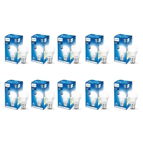 Philips 9-Watts B22 LED Cool Day White LED Bulb, Pack of 10, (Ace Saver)