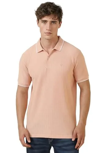 Allen Solly Men's Polo T-Shirt | Premium Herringbone Texture | Solid | Regular Fit | Smart Casual Wear