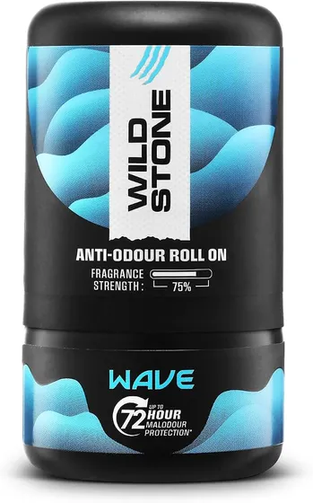 Wild Stone Wave Anti-Odour Roll On For Men, 50ml | Up to 72-Hour Odour Control | With Sea Minerals & Niacinamide | Skin Friendly & Itch Free Deodorant Roll On | Long-Lasting Freshness