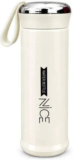 NICE Water Bottle with Glass Inner, 400 ml, Cream