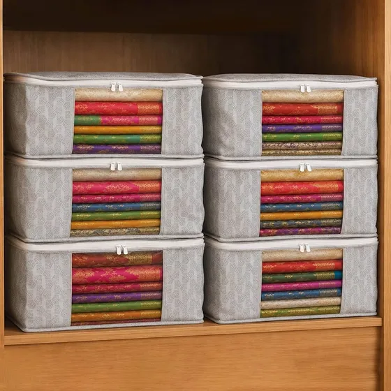 Homestrap Set of 6 Non-Woven Printed Saree Cover/Cloth Storage