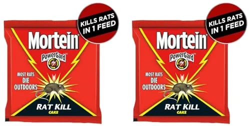 Mortein PowerGard Rat Kill Cake - 100g| Kills Rats Outdoors in One Feed | Effective Against All Types of Rats | Effective Rat Killer for Home, Car & Outdoors| Kills Rat, Mouse and Rodents (Pack of 2)