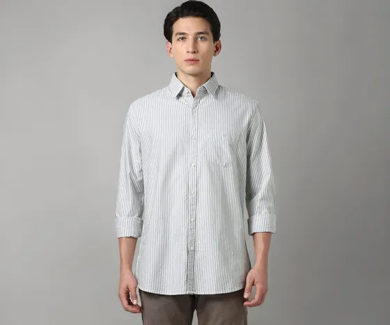 Van Heusen Men’s Casual Shirt for Men | Cotton | Stripe | Slim Fit | Full Sleeves |