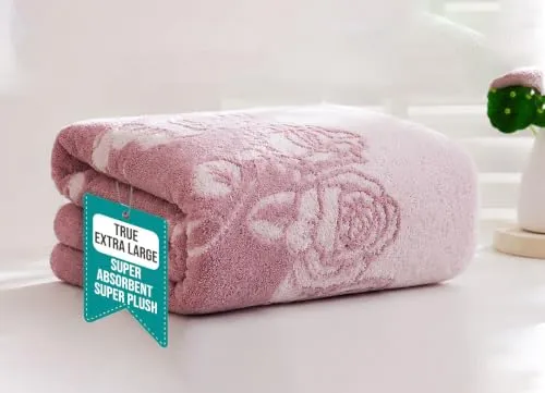 MAXOSHINE Extra Large Size Towels for Bath-Super Soft Jumbo Bath Towels with Hanging Loop-Highly Absorbent Quick Drying Bathing Towel for Men & Women-90x170 cm