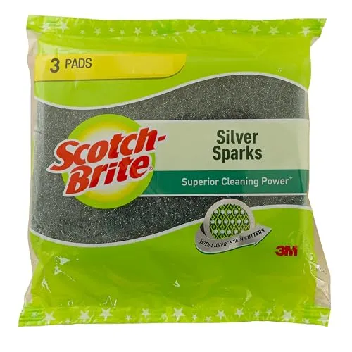 Scotch-Brite Silver Sparks Scrub Pad (Green, 3-Pieces)