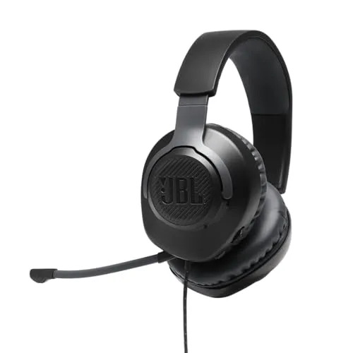 JBL Quantum 100 Wired Over Ear Gaming Headphones with Mic, 40mm Realistic Dynamic Drivers, Detachable Boom Mic