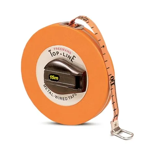 FREEMANS Top Line 15m:16mm Metal Wired Measuring Tape - 15m/50ft || Case Reinforced with Stainless Steel Band || Durable Winding Mechanism Handle and Stainless Steel Mouth with End Hook